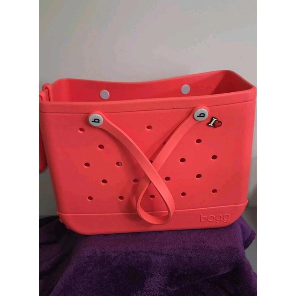 XL BOGG BAG COMBO Coral Large Tote Beach Bag With Cooler & Cup Caddy - Picture 2 of 11